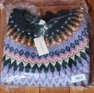 NWT Sundance Catalog Eloise Fair Isle Sweater Green Petite Large $148